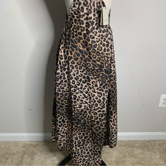 NWT All Saints Lil Leppo Brown Animal Print Asymmetrical Mini Dress - Picture 13 of 17
